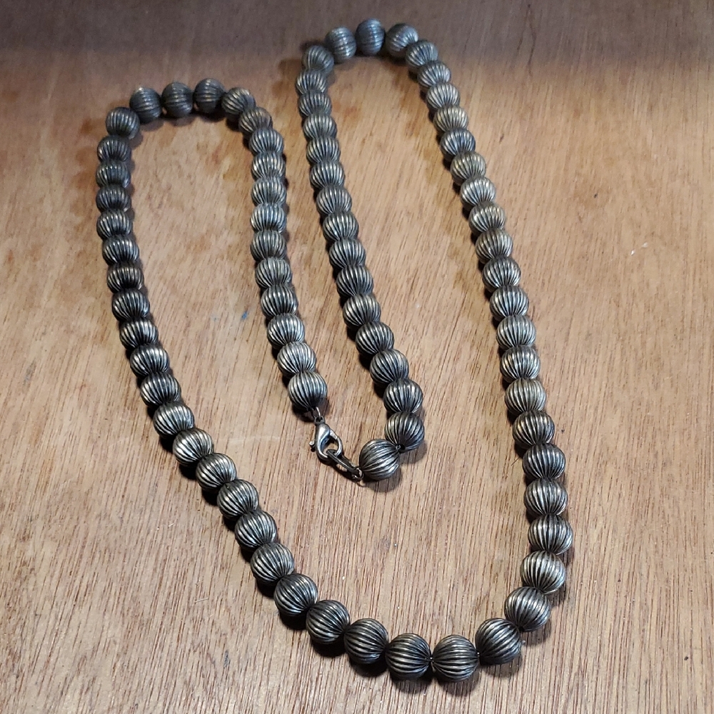 Vintage Silver Beaded Necklace D